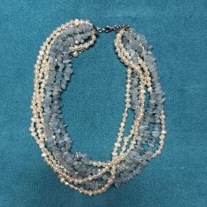 Multi-strand Fresh Water Pearls and Blue Quartz